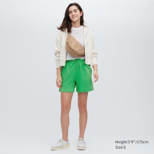 Green Women Uniqlo Sweat Shorts | 9546-VTAJQ