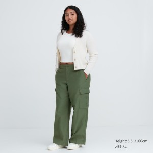 Green Women Uniqlo Wide Straight Cargo Pants | 1843-MNXSK