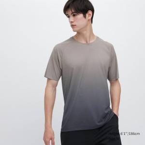 Grey Men Uniqlo DRY-EX Crew Neck Short-Sleeve T Shirts | 9673-BIYLE