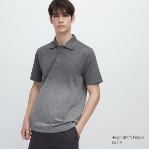 Grey Men Uniqlo DRY-EX Polo Shirt | 7158-VDTJC