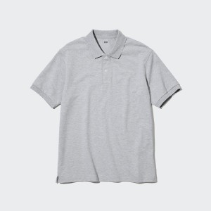 Grey Men Uniqlo Dry Pique Short-Sleeve T Shirts | 9407-XWSKR