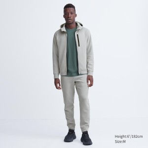 Grey Men Uniqlo Dry Stretch Sweat Long-Sleeve Full-Zip Hoodie | 7081-MFWEJ