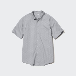 Grey Men Uniqlo Extra Fine Cotton Short-Sleeve Shirts | 8352-ZNPED