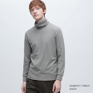 Grey Men Uniqlo HEATTECH Ultra Warm Turtleneck Long-Sleeve T Shirts | 8430-YEWNI