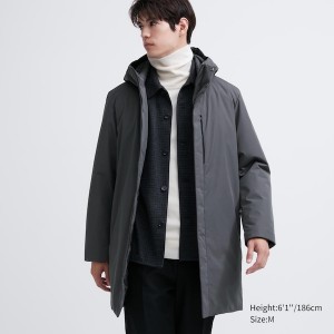 Grey Men Uniqlo Hybrid Down Coats | XGNJUE-618