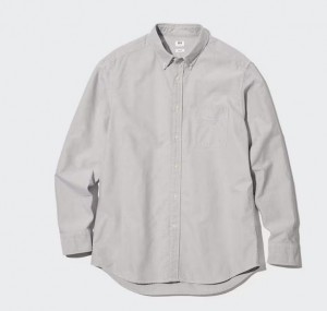 Grey Men Uniqlo Oxford Slim-Fit Long-Sleeve Shirts | 9341-WORFA