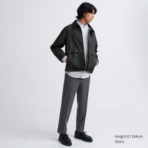 Grey Men Uniqlo Smart Ankle Pants | 4261-ZHEQT