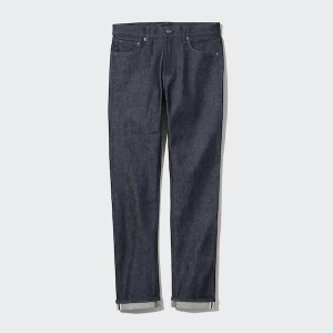 Grey Men Uniqlo Stretch Selvedge Slim-Fit Jeans | 0893-TVJOW