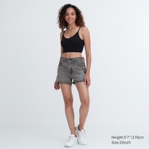 Grey Women Uniqlo Boyfriend Denim Shorts | 9864-RTVDL