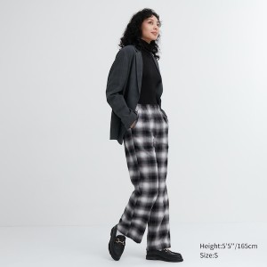 Grey Women Uniqlo Flannel Checked Pants | 4673-WZBAV