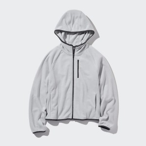 Grey Women Uniqlo Light Fleece Long Sleeve Full-Zip Hoodie | 5078-TFXMB