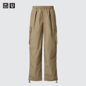 Khaki Men Uniqlo U Wide-Fit Parachute Cargo Pants | 2714-EVBOR