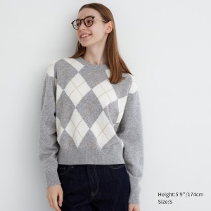 Light Grey Women Uniqlo Premium Lambswool Long-Sleeve Crew Neck Sweaters | 1695-OQEBD