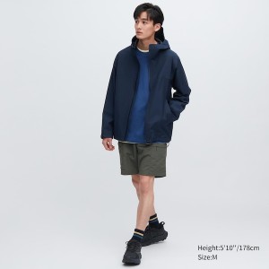 Navy Men Uniqlo BLOCKTECH Parka | TRQYFH-846