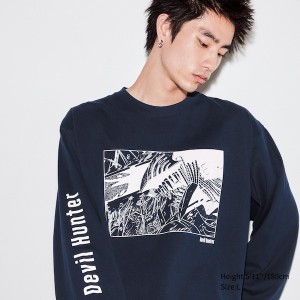 Navy Men Uniqlo Chainsaw Man × Kosuke Kawamura UT T Shirts | 9831-WKINP