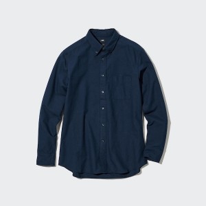 Navy Men Uniqlo Oxford Slim-Fit Long-Sleeve Shirts | 0328-SLMQP