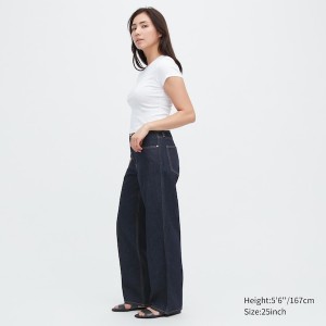 Navy Women Uniqlo Baggy Jeans | 1875-PJGLV