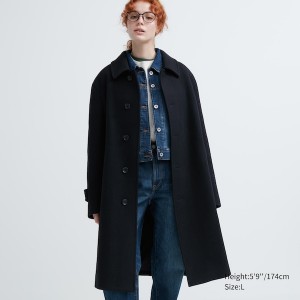 Navy Women Uniqlo Balmacaan Coats | 1543-NLVEW