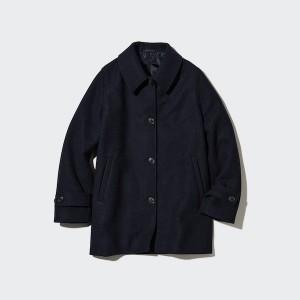 Navy Women Uniqlo Brushed Short Coats | 3108-SKBTO