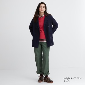 Navy Women Uniqlo Double Face Short Coats | 3016-JLAQY