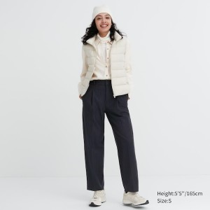 Navy Women Uniqlo HEATTECH Pleated Tapered Pants | 0471-EBUXW