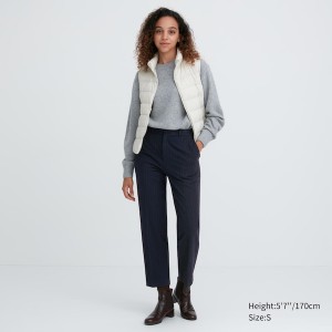 Navy Women Uniqlo Smart Brushed Ankle Pants | 7091-XTNVF