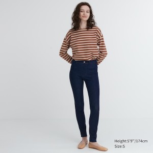 Navy Women Uniqlo Ultra Stretch Denim Leggings Pants | 1596-SRTCH