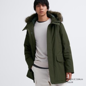 Olive Men Uniqlo Ultra Warm Hybrid Down Coats | MLQYCT-406