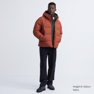 Orange Men Uniqlo 3D Cut Seamless Down Parka | 7983-JGCFA