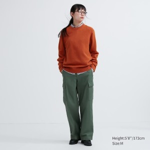 Orange Women Uniqlo Premium Lambswool Crew Neck Long Sleeve Sweaters | 8457-VJCXD