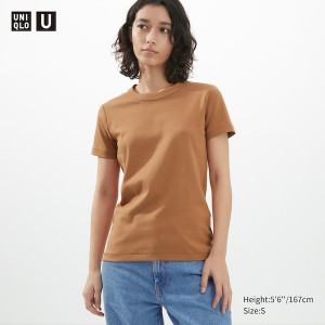 Orange Women Uniqlo U Crew Neck Short-Sleeve T Shirts | 2587-AYXNT