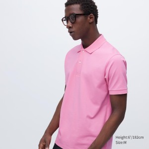 Pink Men Uniqlo Dry Pique Short-Sleeve T Shirts | 4506-SLMEH