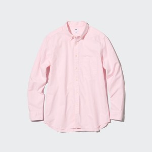 Pink Men Uniqlo Oxford Slim-Fit Long-Sleeve Shirts | 1785-KBCDJ