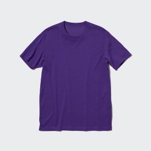 Purple Men Uniqlo Dry Crew Neck Short-Sleeve Color T Shirts | 5703-FPJAU