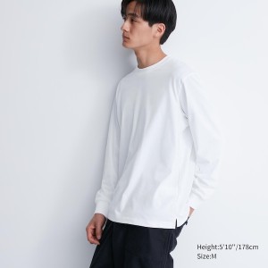 White Men Uniqlo AIRism Cotton UV Protection Crew Neck T Shirts | 1973-RHAYW