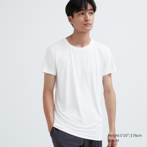 White Men Uniqlo AIRism Crew Neck Short-Sleeve T Shirts | 1849-TWOIJ