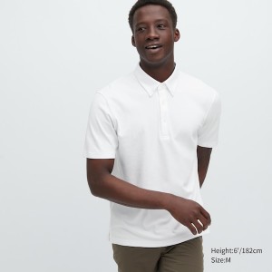 White Men Uniqlo AIRism Pique Short-Sleeve Polo Shirt | 3987-NKYBA