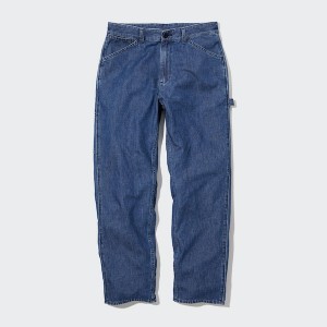 White Men Uniqlo Denim Work Jeans | 9302-YODXB