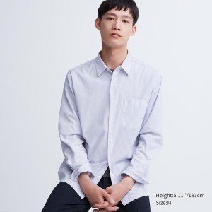 White Men Uniqlo Extra Fine Cotton Broadcloth Long-Sleeve Shirts | 1579-DGPCT