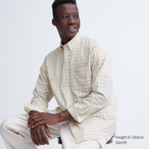 White Men Uniqlo Extra Fine Cotton Broadcloth Checked Long-Sleeve Shirts | 8172-TSVUK