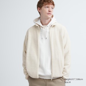 White Men Uniqlo Fleece Full-Zip Long-Sleeve jackets | EUJYLG-079