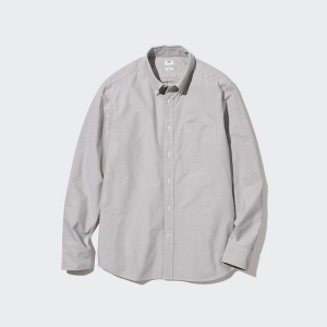 White Men Uniqlo Oxford Slim-Fit Long-Sleeve Shirts | 9172-LGNPB