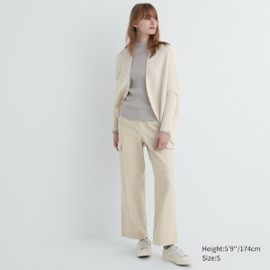 White Women Uniqlo 3D Knit Souffle Yarn Long-Sleeve Cardigan | 8152-BHWQN