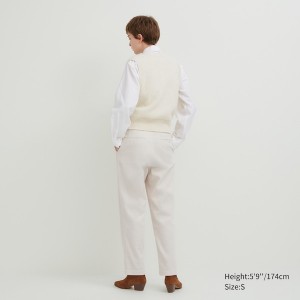 White Women Uniqlo Corduroy Tapered Ankle Pants | 4573-ICAGB