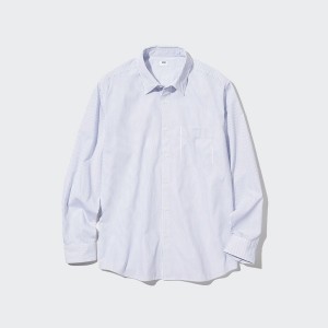 White Women Uniqlo Extra Fine Cotton Broadcloth Long-Sleeve Shirts | 6237-XLEFS