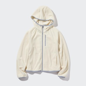 White Women Uniqlo Light Fleece Long Sleeve Full-Zip Hoodie | 8317-FUELD