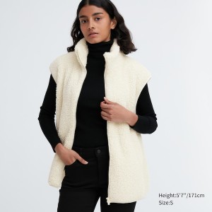 White Women Uniqlo Light Pile-Lined Fleece Vest | 4072-KWSRV