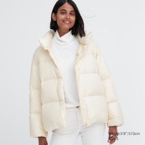 White Women Uniqlo Powder Soft Down jackets | 8349-SKUFM