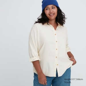 White Women Uniqlo Soft Brushed Long-Sleeve Shirts | 3921-IAWLF