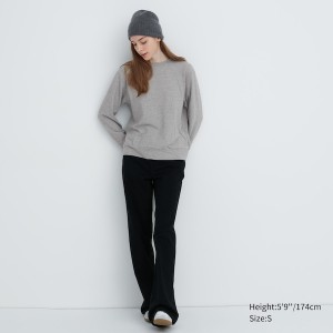 White Women Uniqlo Soft Knitted Fleece Crew Neck Long-Sleeve T Shirts | 4619-GJTZN